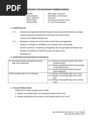 RPP Wonosari Musik KD 3 Ok | PDF