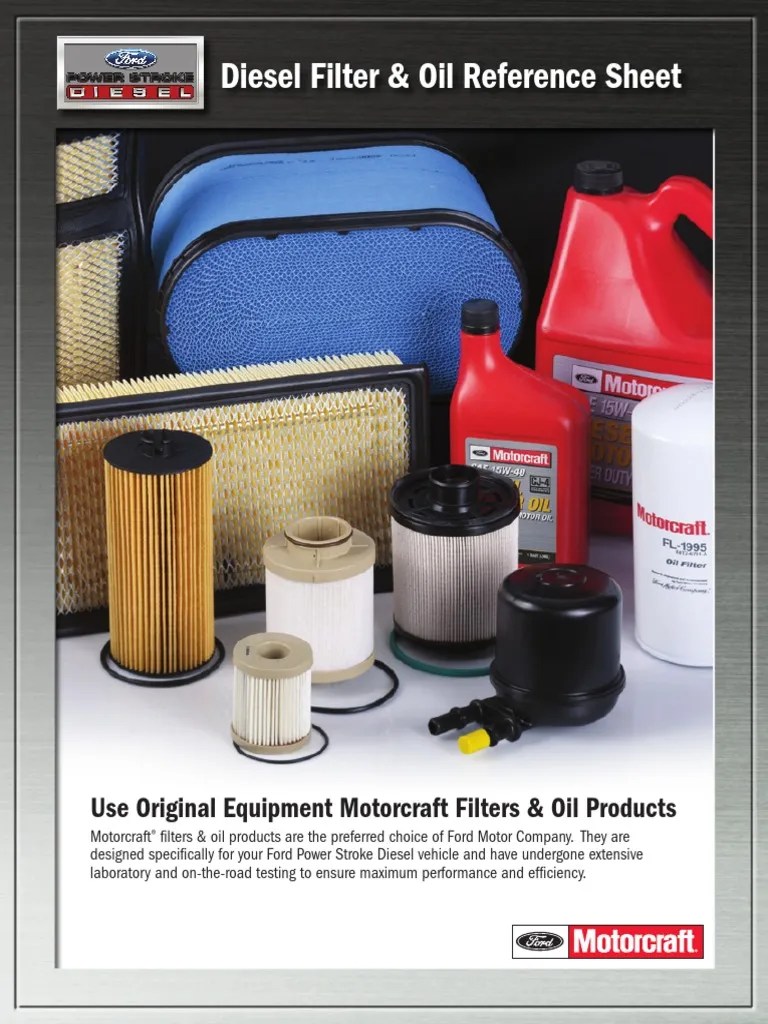 DieselFilterOilReferenceSheet.pdf Motor Oil Diesel Engine