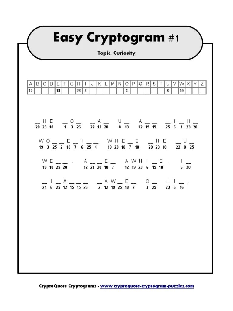 Easy Cryptogram1 PDF PDF