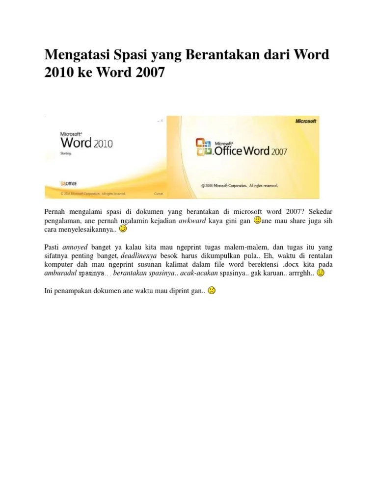 Mengatasi Spasi Yang Berantakan Dari Word 2010 Ke Word | PDF