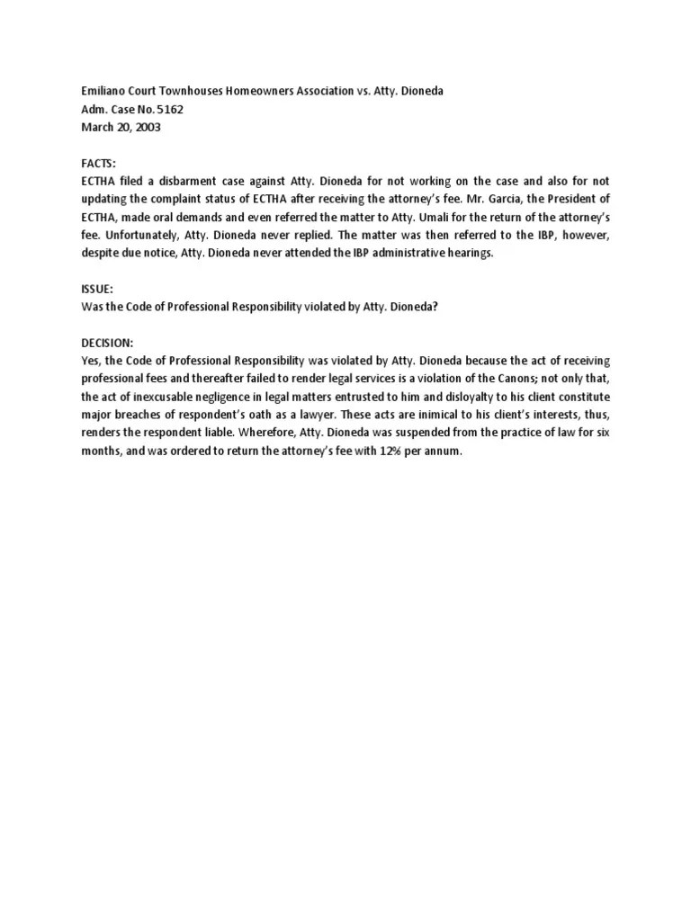 Emiliano Court Townhouses Homeowners Association Vs PDF