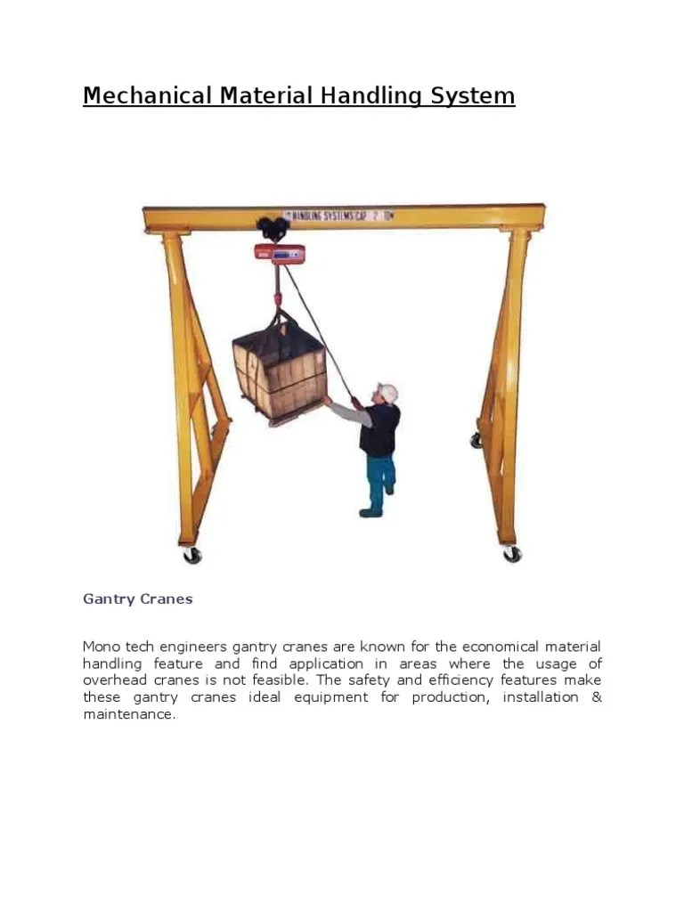 Mechanical Material Handling System Crane (Machine) Machines