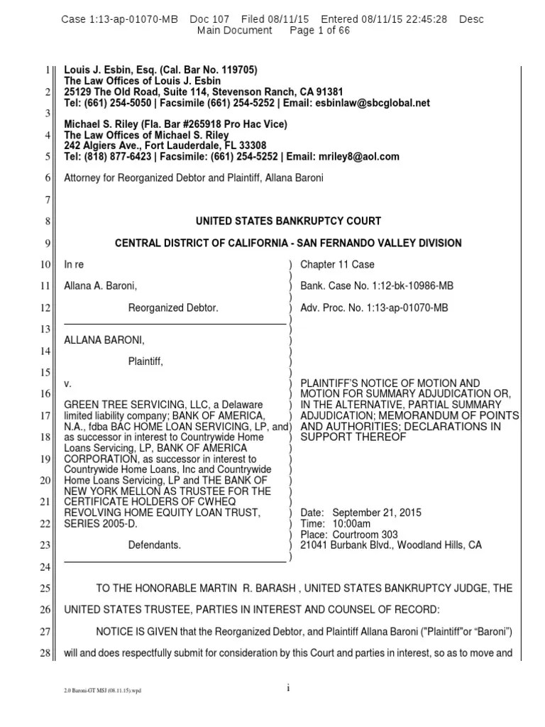 Motion For Summary Judgment PDF Summary Judgment Deed Of Trust (Real Estate)