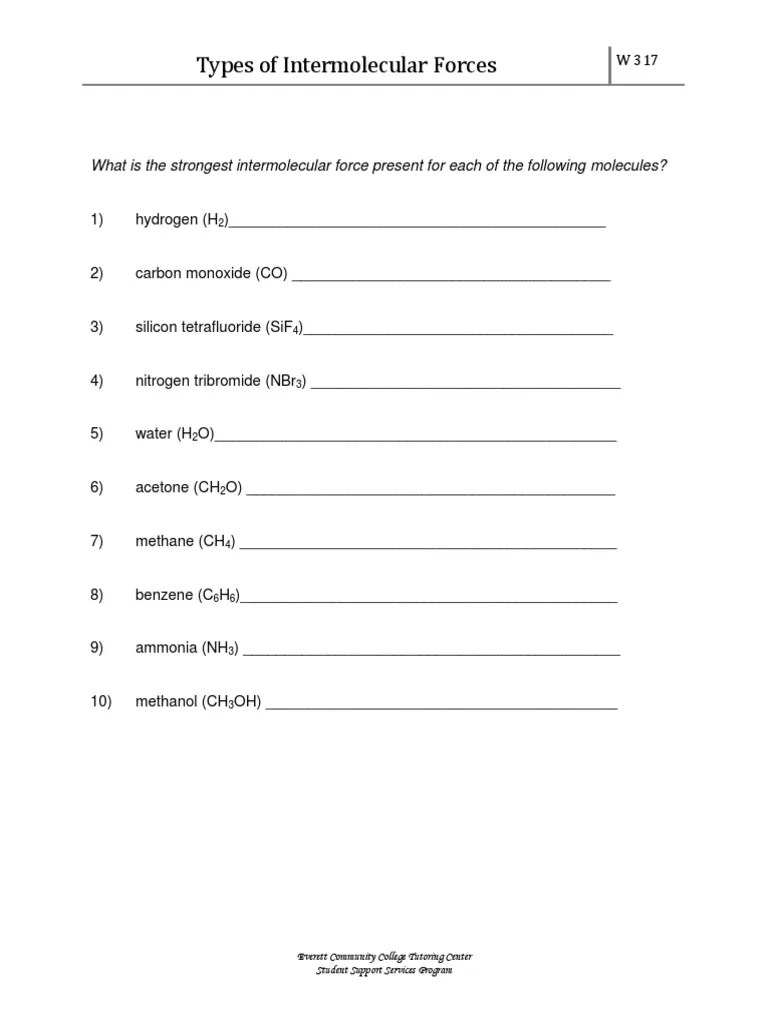 w317 Intermolecular Forces Worksheet