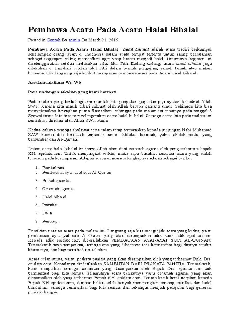Pembawa Acara Pada Acara Halal Bihalal | PDF