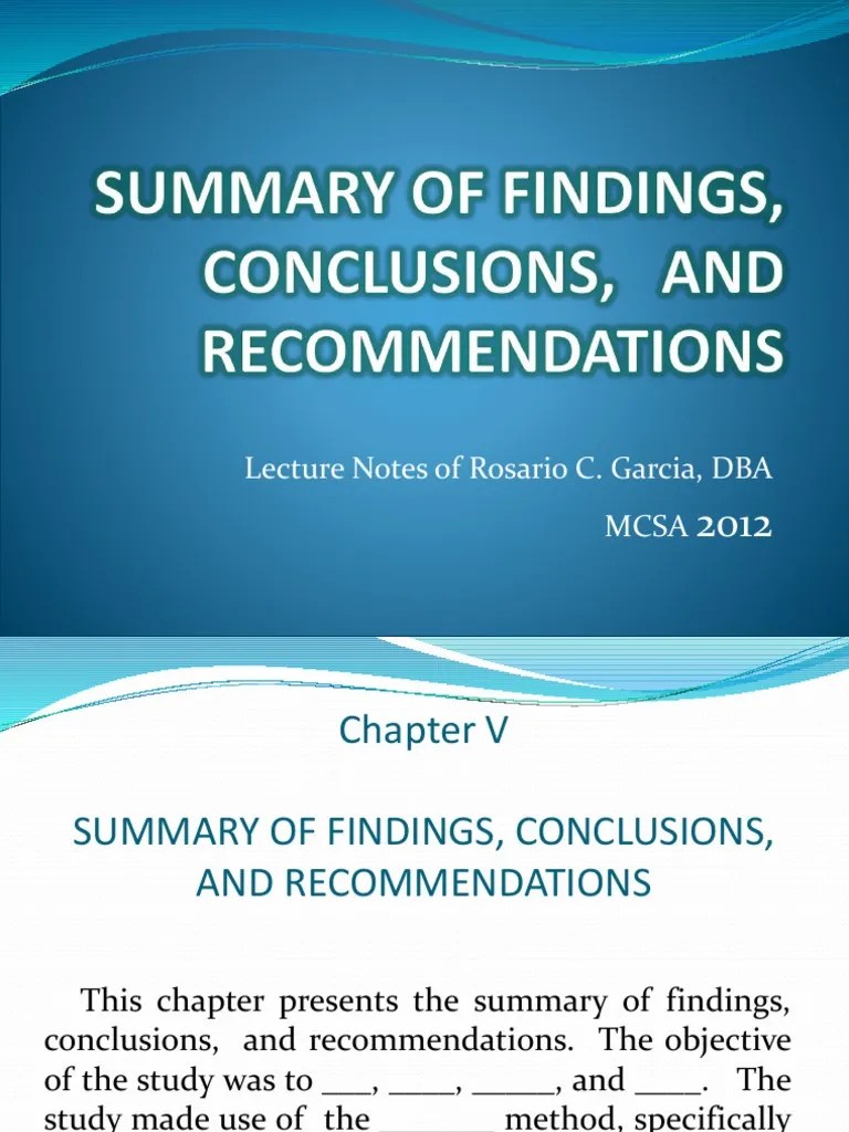 Summary of Findings, Conclusions, and Qualitative