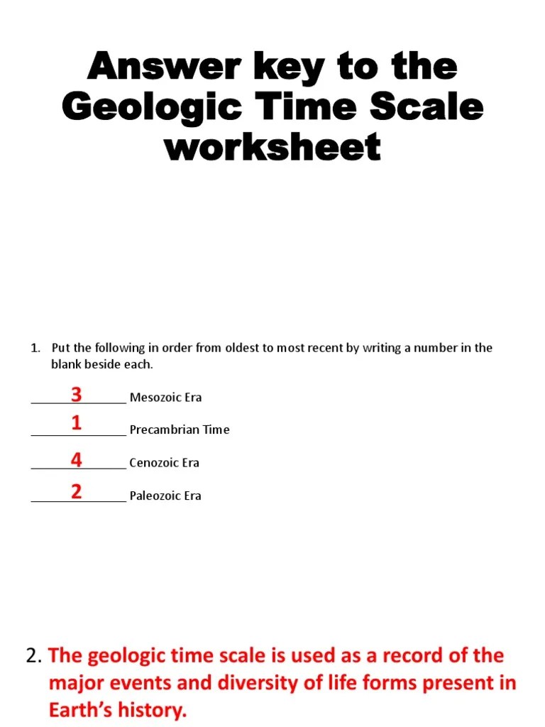 Geologic Time Scale Worksheet Answer Key