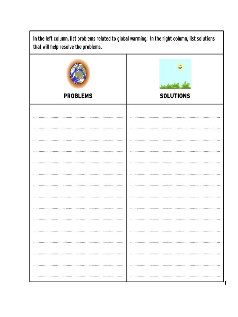 Problem and Solution Worksheet PDF