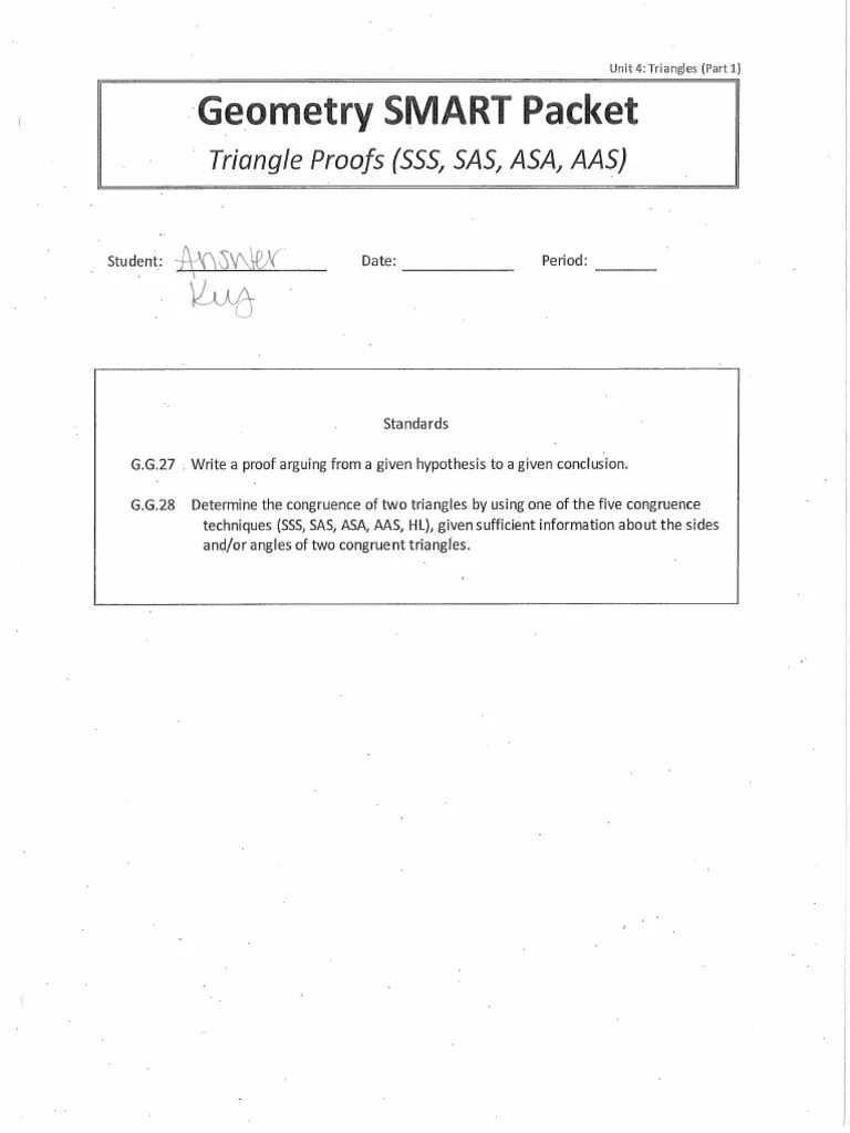 Geometry Smart Packet Answer Key