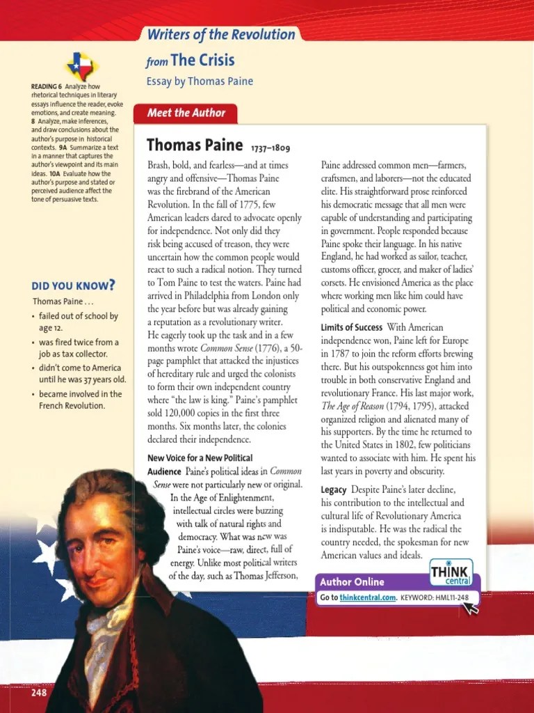 The American Crisis by Thomas Paine PDF Thomas Paine Essays