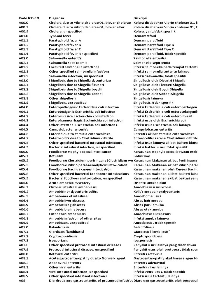 Kode Icd 10 Bahasa Indonesia | PDF
