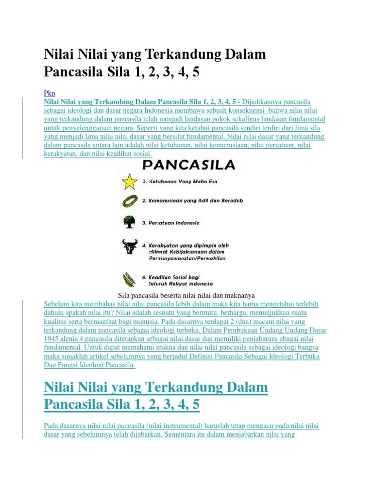 HASAN Nilai Nilai Yang Terkandung Dalam Pancasila Sila 1 | PDF