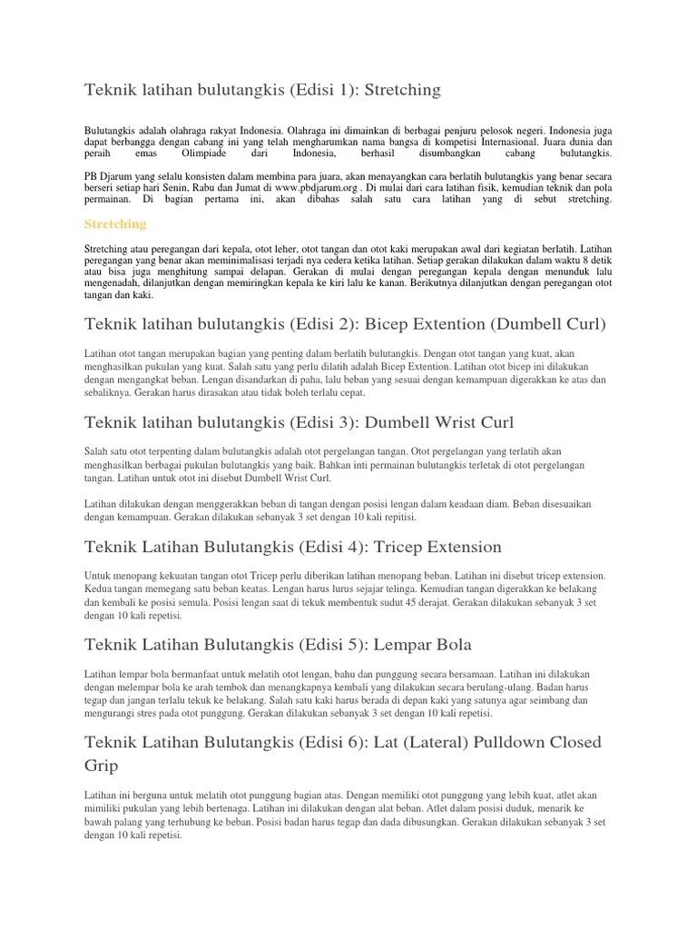 Teknik Latihan Bulutangkis | PDF