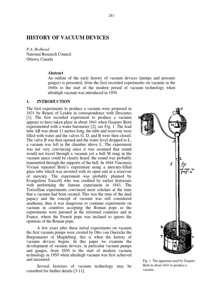 Vacuum History Pressure Measurement Vacuum