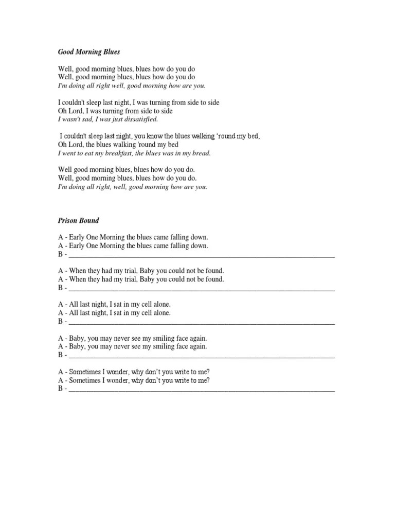 Blues Worksheet