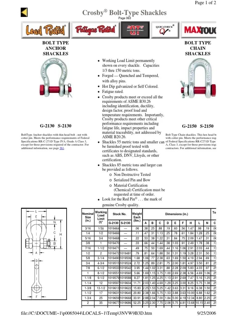 Crosby Shackles G2130.pdf Screw Mechanical Engineering