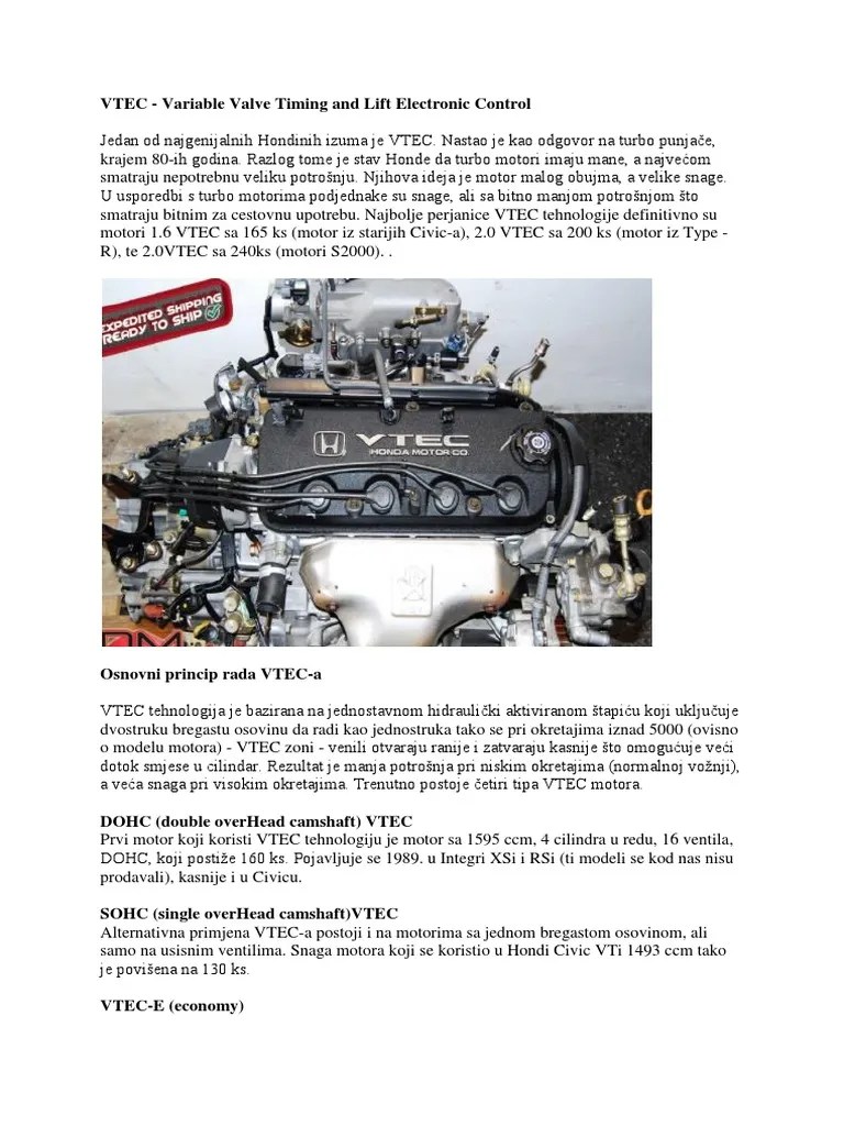 VTEC Variable Valve Timing and Lift Electronic Control PDF