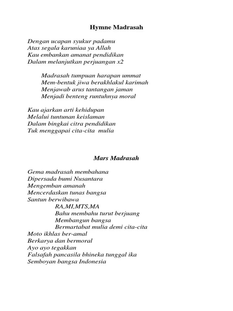 Teks Hymne Madrasah | PDF