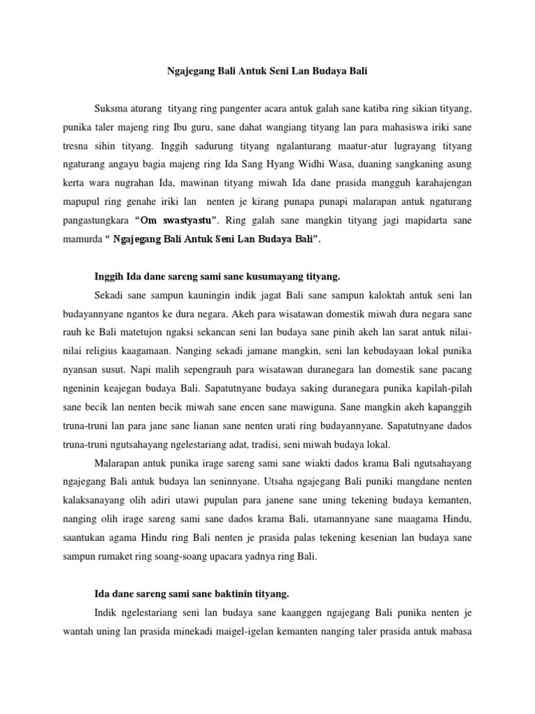 Pidato Bahasa Bali Tentang Ngajegang Basa Bali Jurnal Siswa