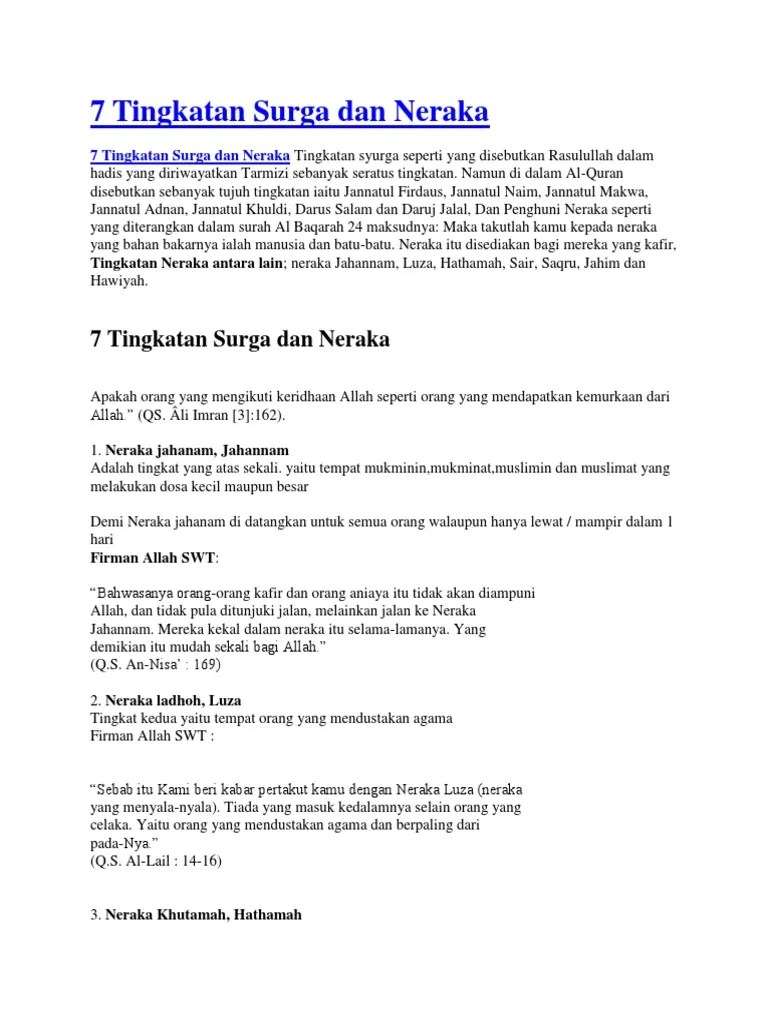 7 Tingkatan Surga Dan Neraka | PDF