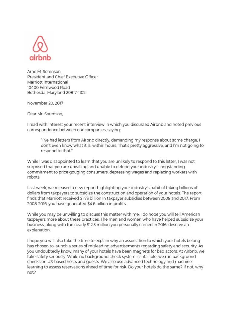 Airbnb Letter