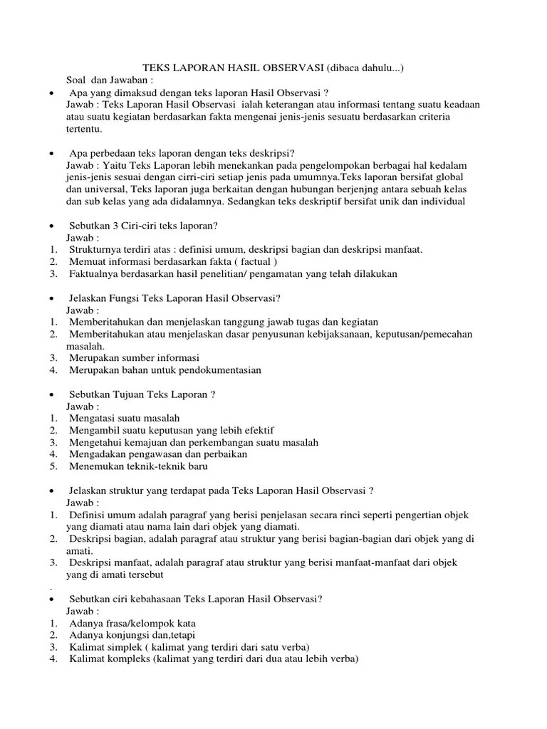 Teks Laporan Hasil Observasi | PDF