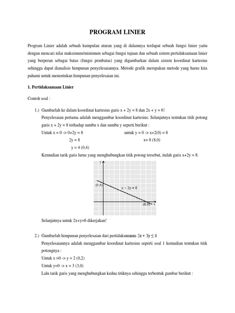 Contoh Soal Program Linear Metode Grafik Dan
