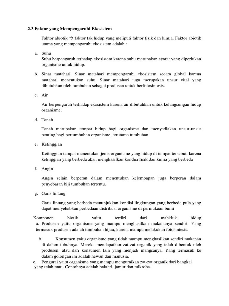 Faktor Yang Mempengaruhi Ekosistem | PDF