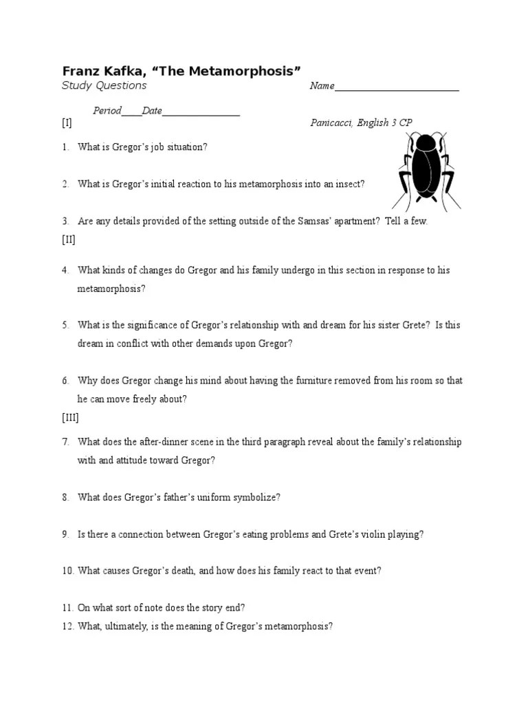 Metamorphosis Questions