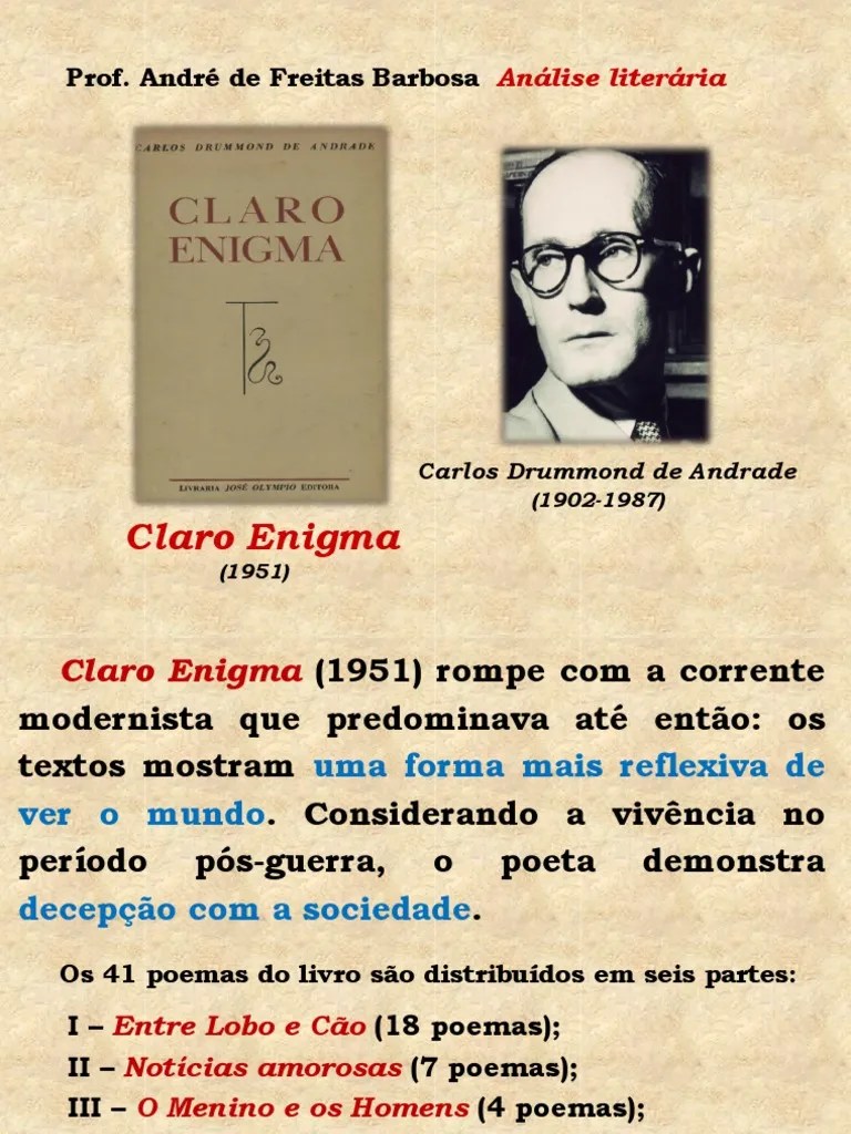 AULA 09 Claro Enigma, Carlos Drummond de Andrade (FUVEST) Poesia Amor