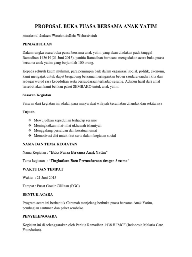 Proposal Buka Puasa Bersama Anak Yatim | PDF
