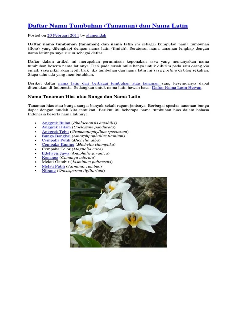Tumbuhan Dan Bunga Dalam Bahasa Latin | PDF
