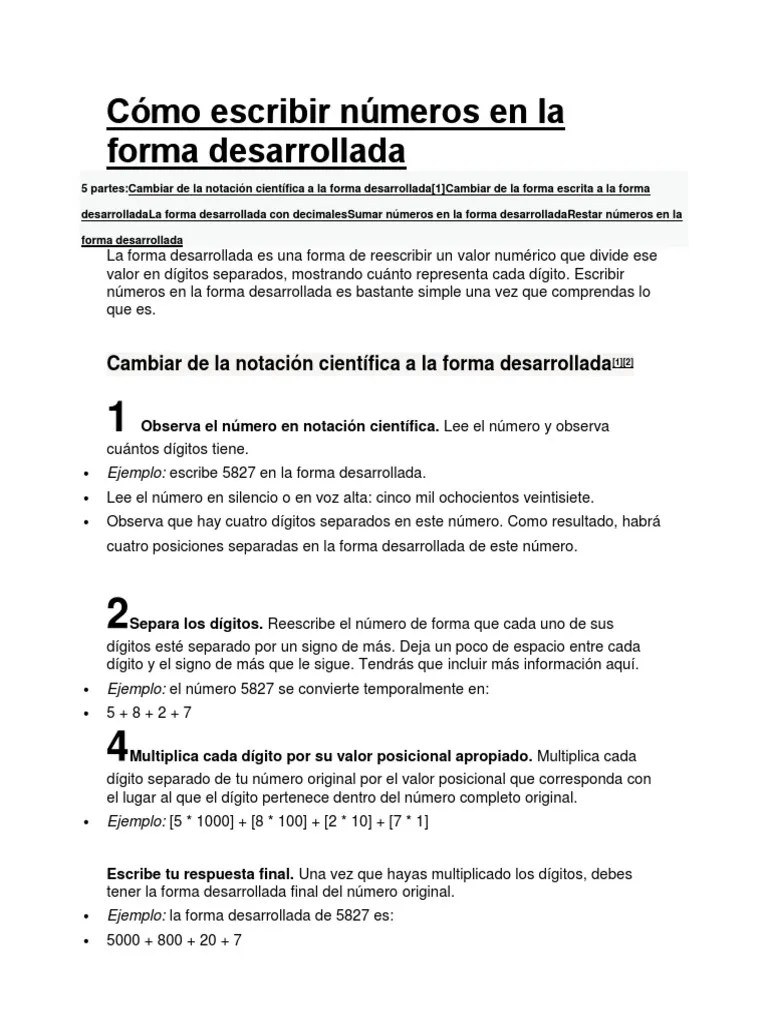Cómo Escribir Números en La Forma Desarrollada | PDF