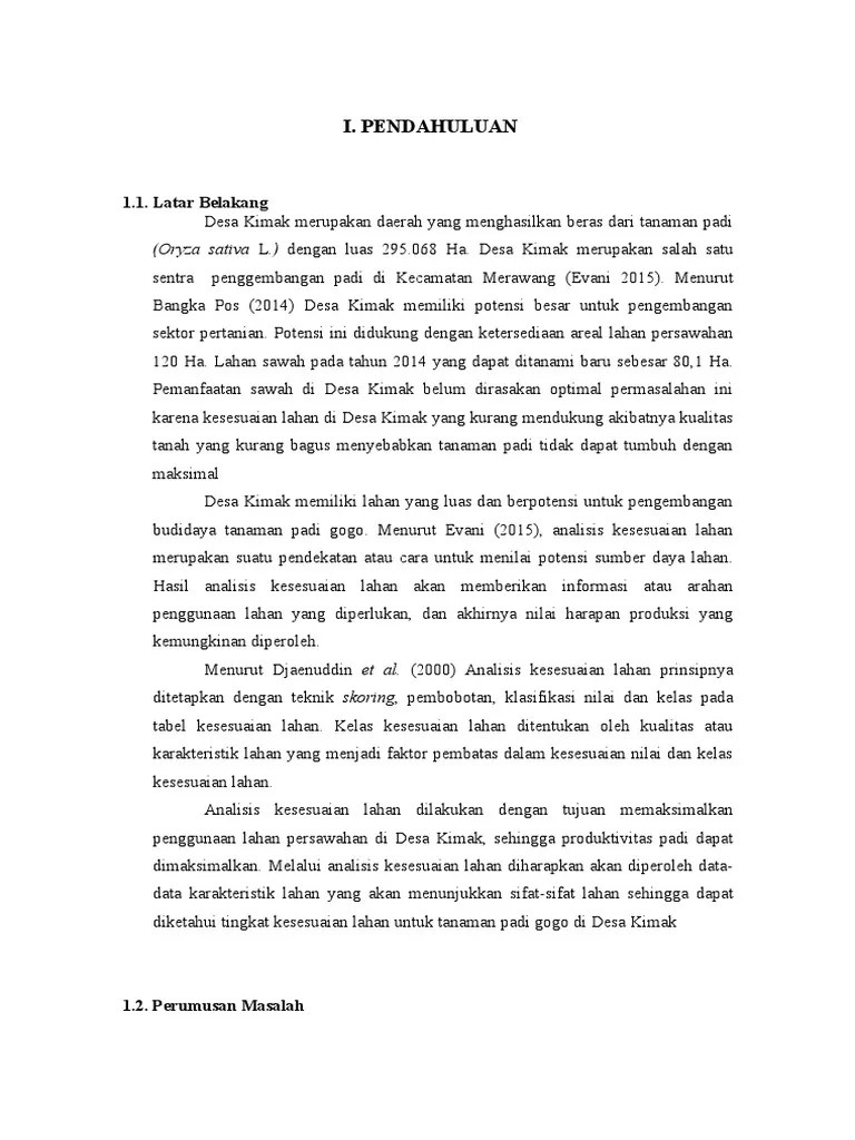 ANALISIS KESESUAIAN LAHAN TANAMAN PADI GOGO (Oryza Sativa L.) DI DESA KIMAK  KEC. MERAWANG | PDF