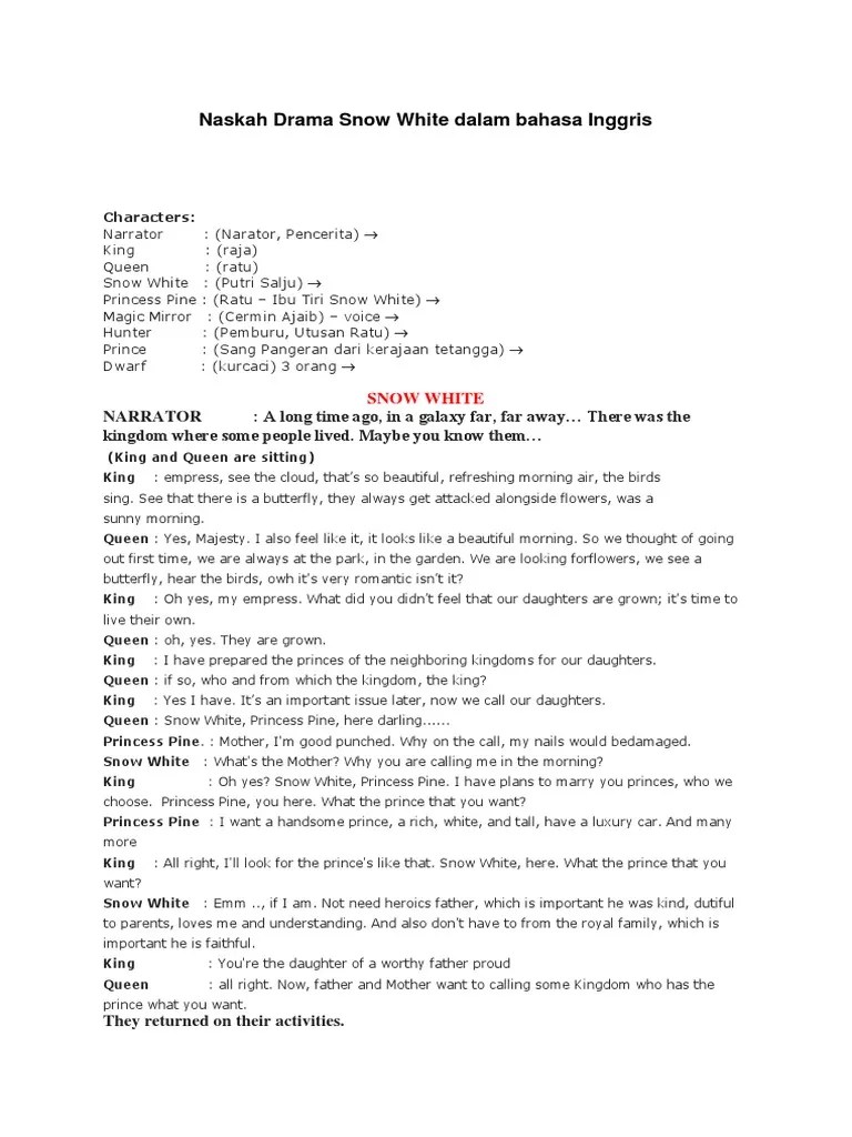 Cerita Dongeng Putri Salju Dalam Bahasa Inggris