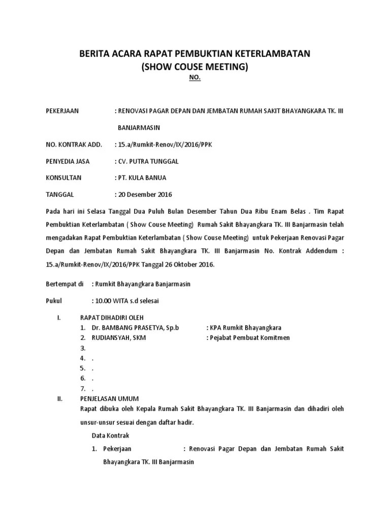 Berita Acara Rapat Pembuktian Keterlambatan | PDF