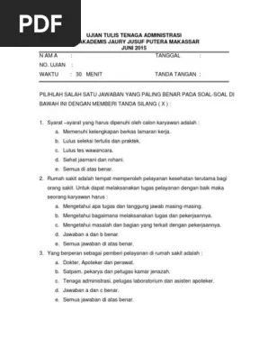 Sukses menghadapi tes psikologi dan wawancara kerja fiktina vifri. Tes Tulis Tenaga Administrasi 15