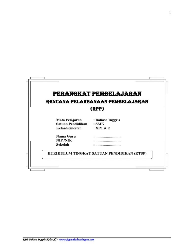 RPP Bahasa Inggris KTSP SMK Kelas XI