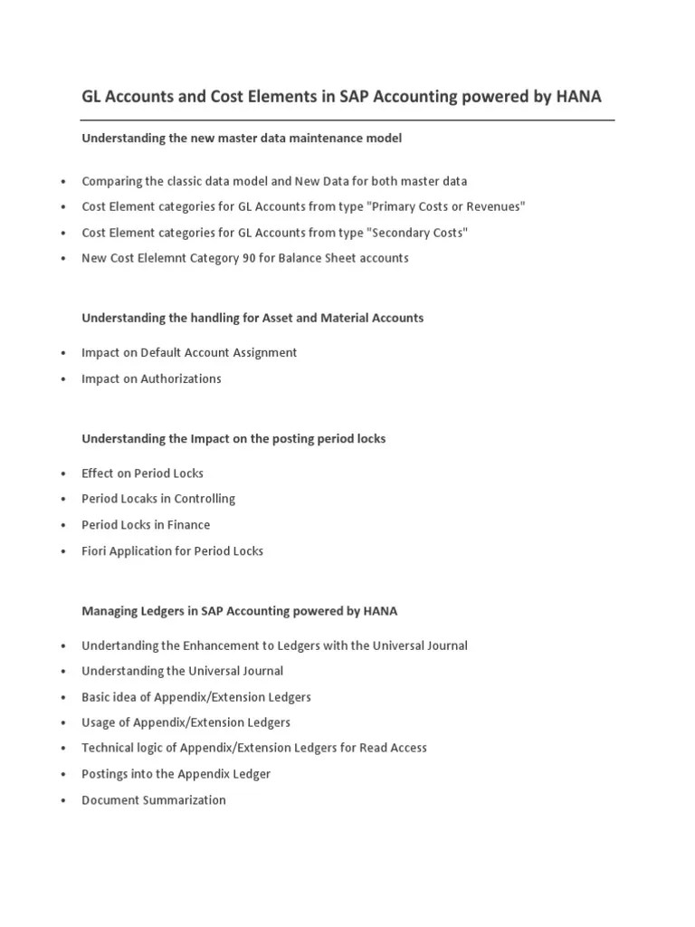 Sap Cost Element Vs Gl Account at Lorean Juarez blog