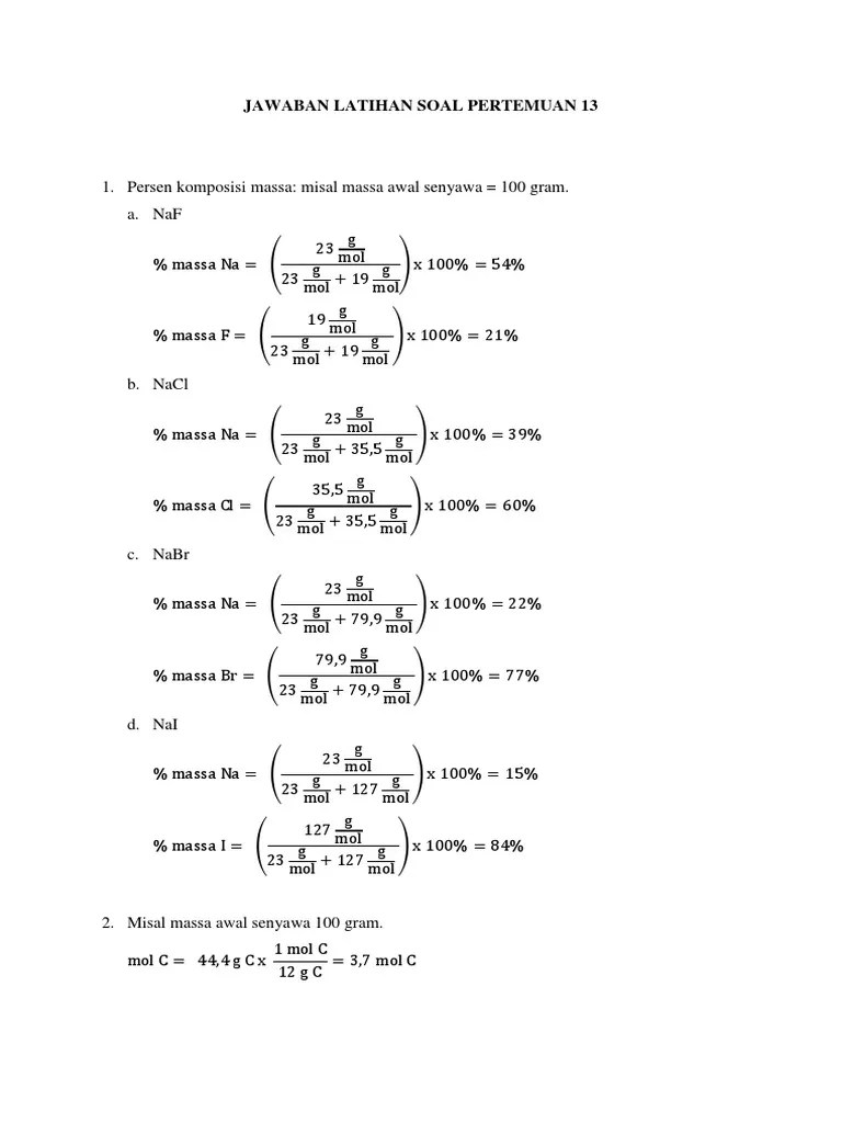 Jawaban Latihan Soal Pertemuan 13 | PDF