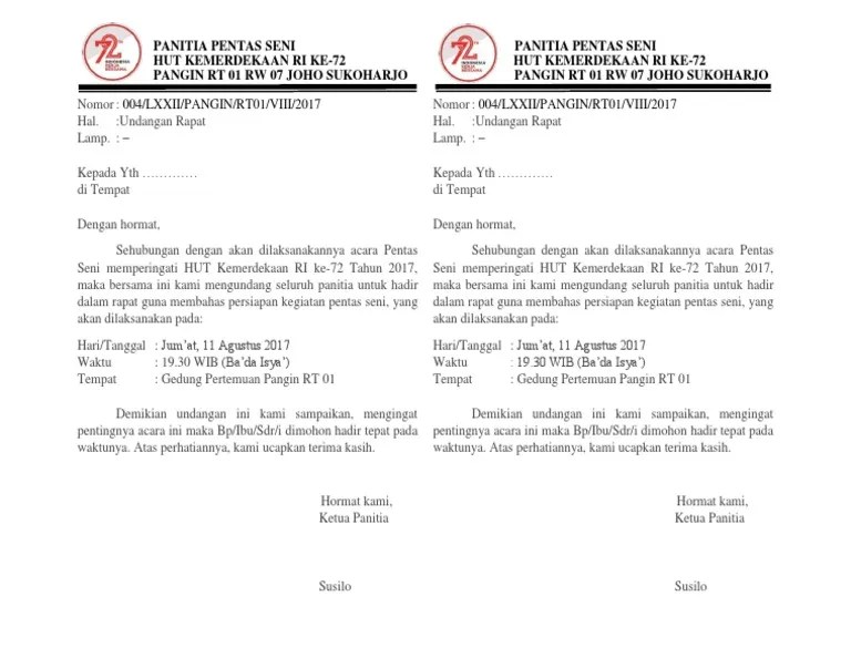 Undangan Rapat Pensi | PDF