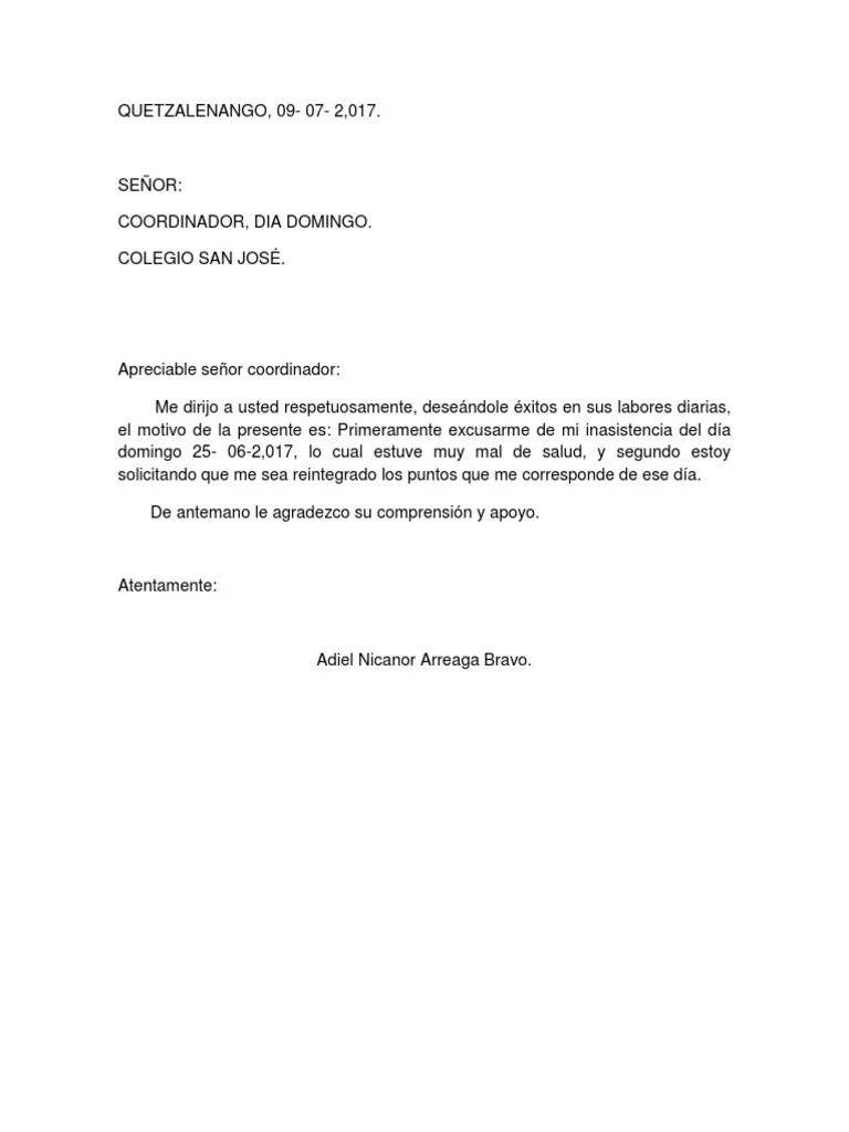 Carta De Excusa Del Colegio Perodua S vrogue.co