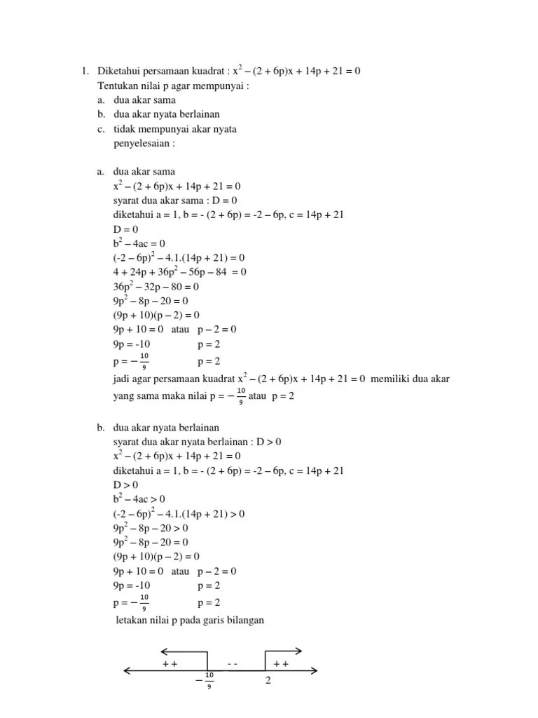 Soal Jenis Akar Persamaan Kuadrat | PDF