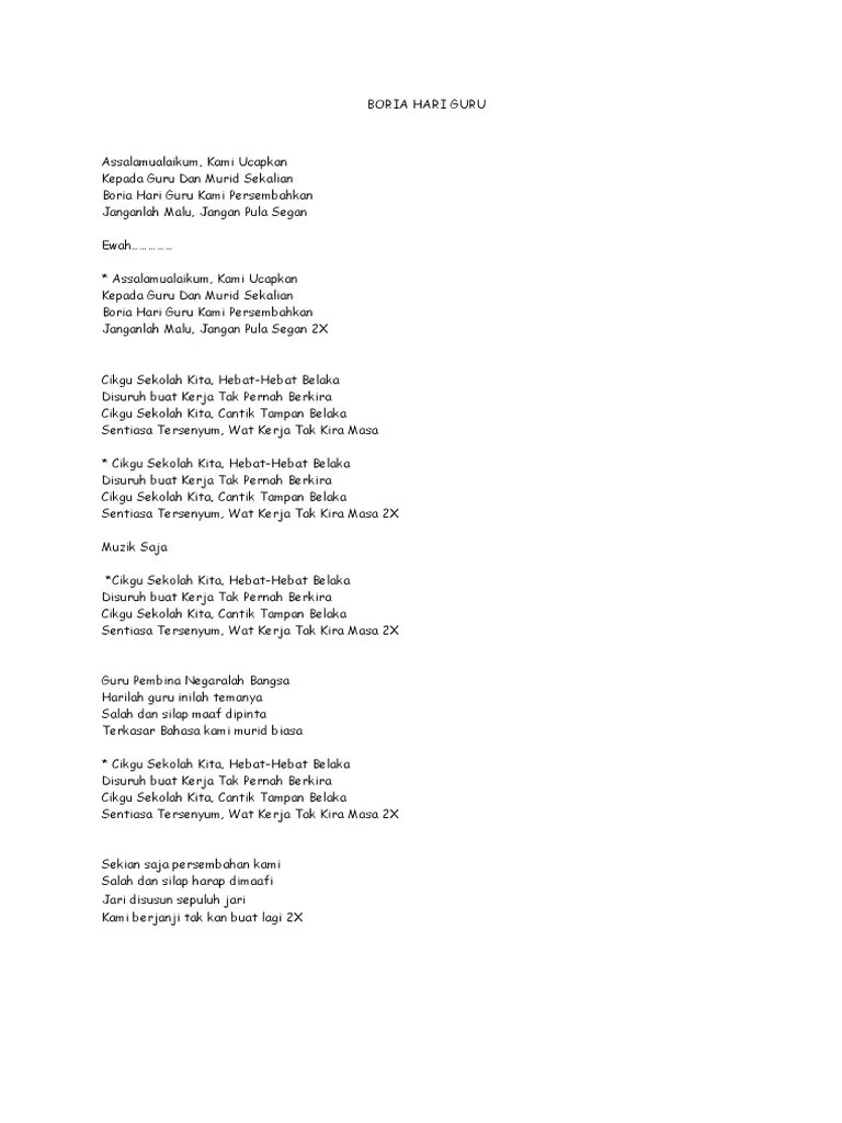 Lirik Boria Hari Guru | PDF