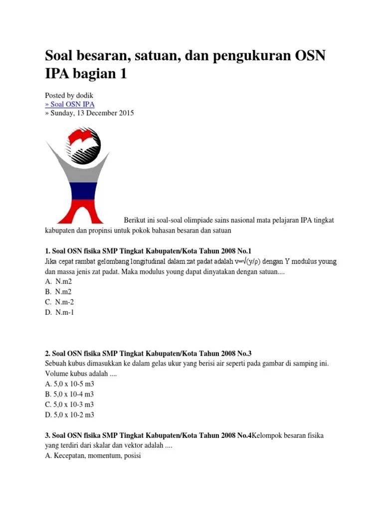 Soal Osn Fisika Smp Tingkat Provinsi 2013
