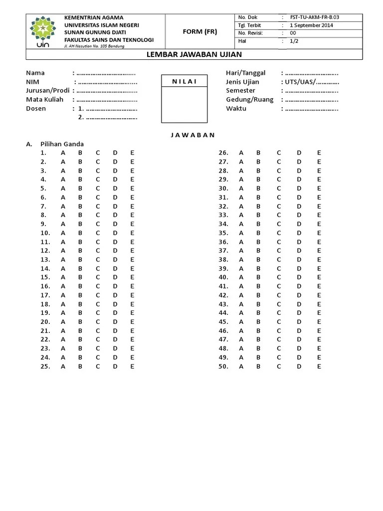 Cara Membuat Di Word Dalam Lembar Jawab Pilihan Ganda Jawaban Guru