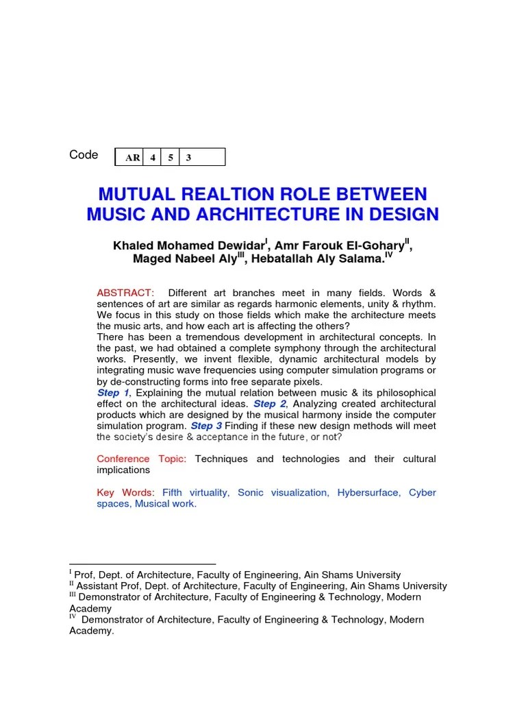 Mutual Relation Between Music and Archit Algorithms Mathematics