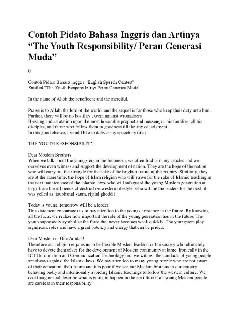 Pidato Bahasa Inggris Tentang Anak Jaman Sekarang