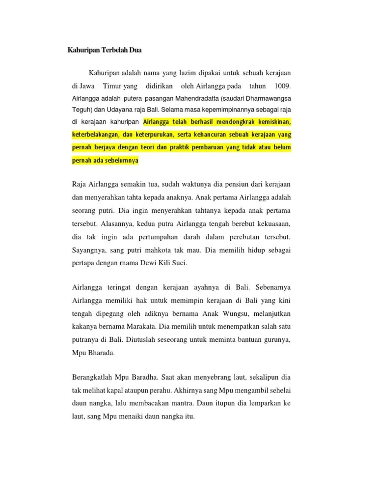 Kahuripan Terbelah Dua Stori | PDF