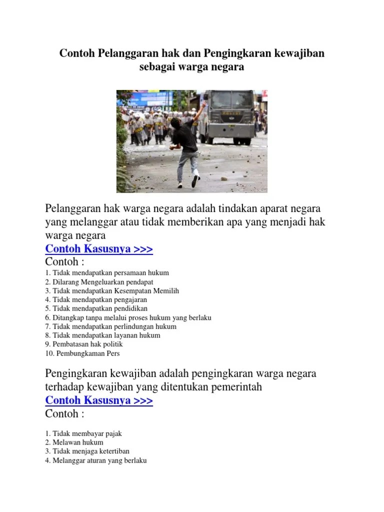 Pelanggaran Hak Dan Pengingkaran Kewajiban Sebagai Warga Negara | PDF